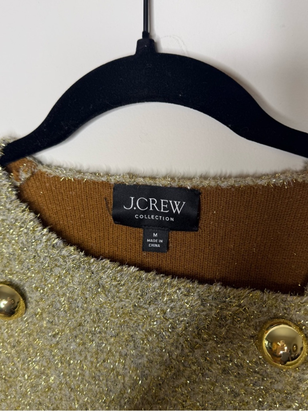 J.Crew Collection Women's Gold Metallic Double-Breasted Lady Jacket - Picture 7 of 11
